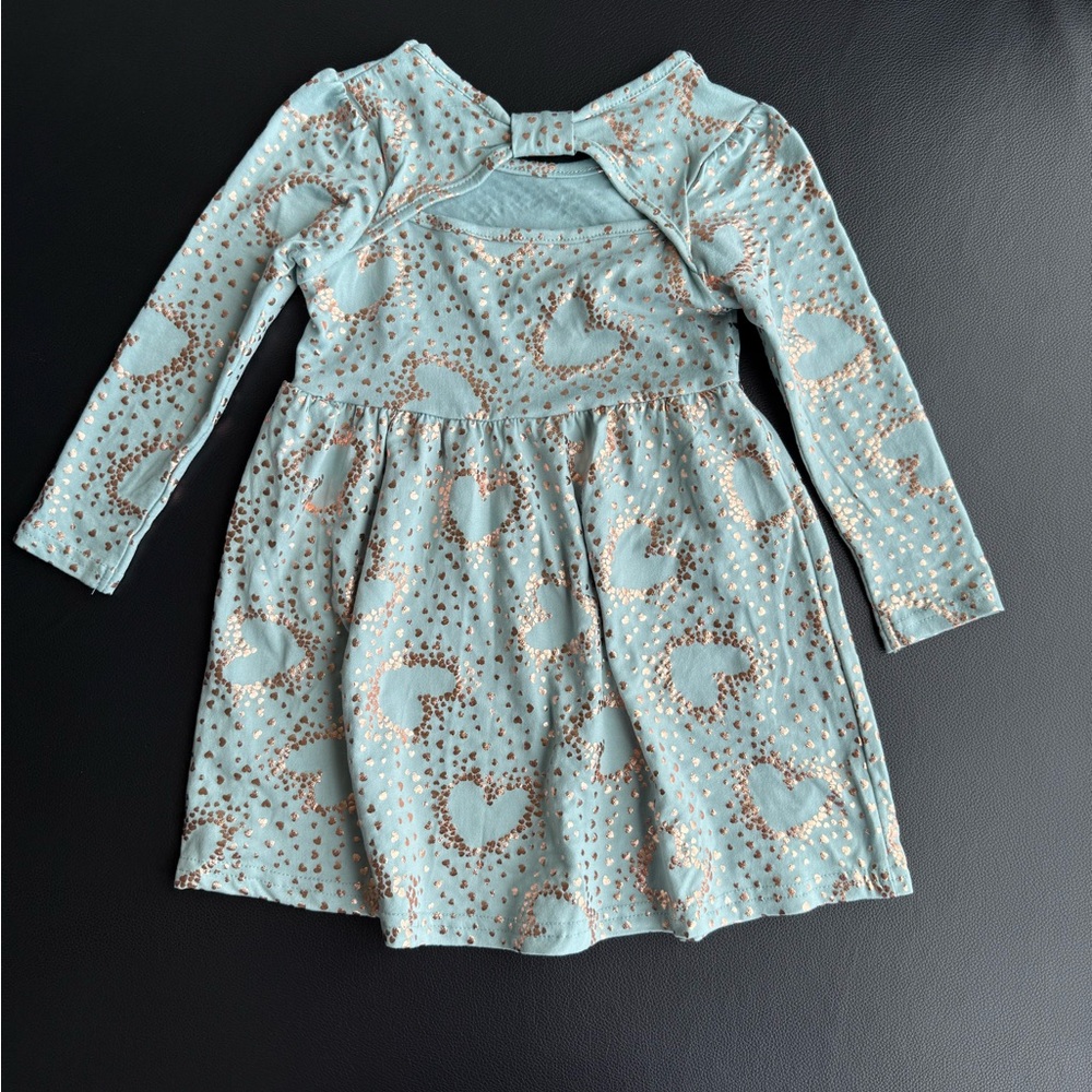 Picapino Charming Kids Dress in Light Blue with Gold Accents Size 3T - Picture 3 of 4